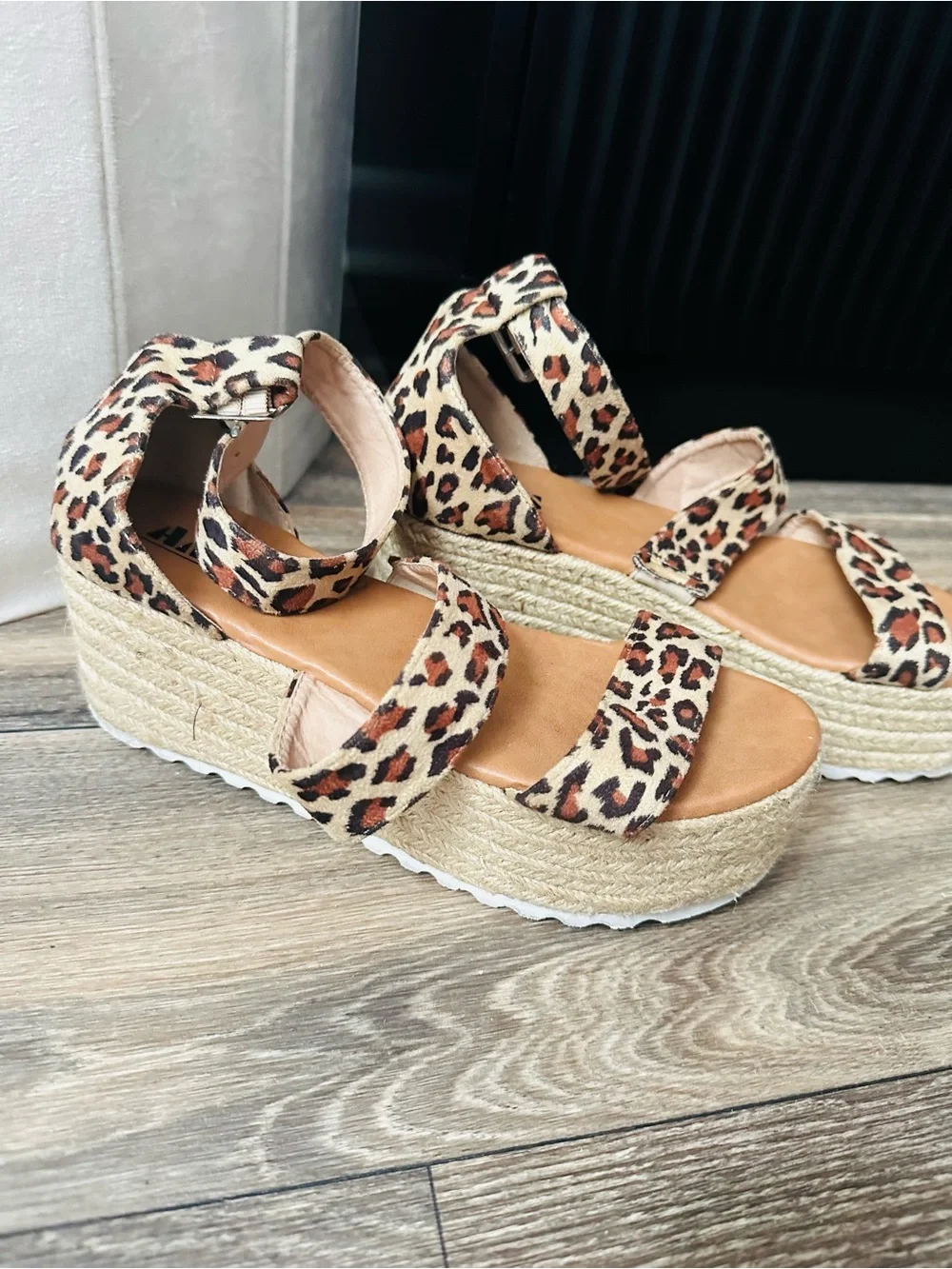 Leopard Print Platform Espadrille Sandals - Women
